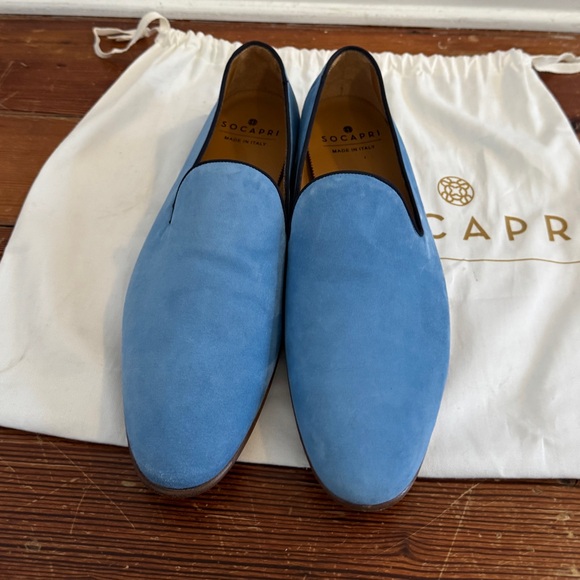 Socapri Men's Blue Suede Loafers Shoes New 12 w/ Dustbag - Picture 5 of 11